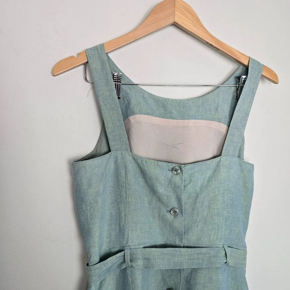 VTG 90s Yves Cossette Depeche Mode Women Linen Midi Dress Small Coastal Vacation - Picture 4 of 10